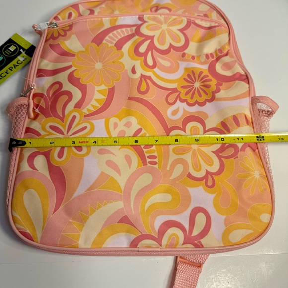 NWT. Wonder Nation 16" Backpack, pink orange white floral pattern. - Picture 6 of 11